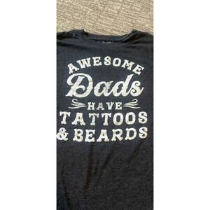 Crazy Dog T-Shirts Awesome Dads Have Tattoos & Beards Mens XL Charcoal Gray Tee